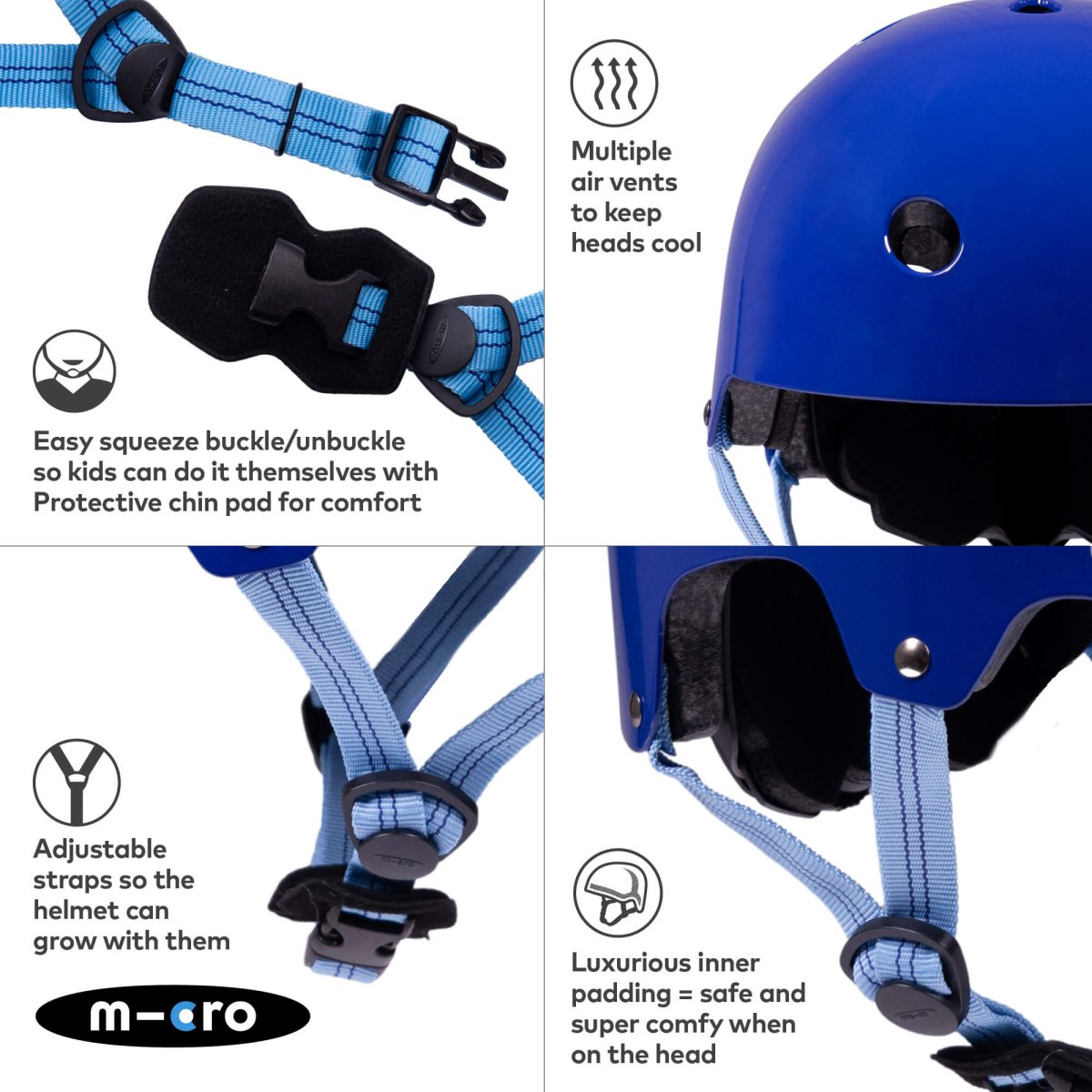 Micro Scooters Micro Plain Deluxe Helmet – Helmets for children, available at Learning Bugs UK