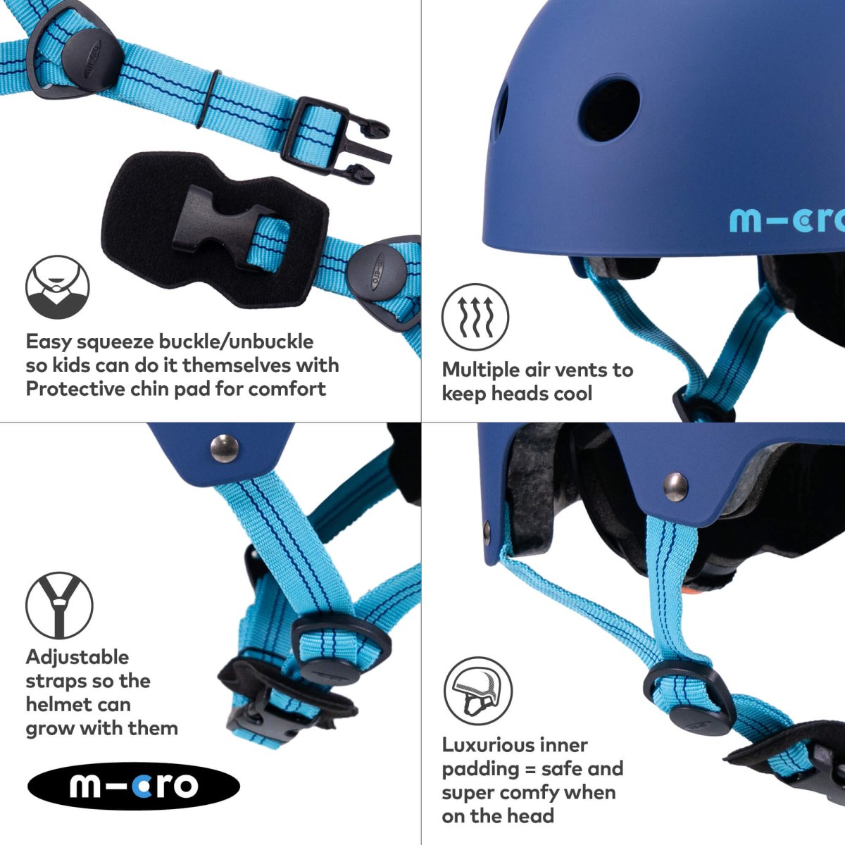 Micro Scooters Micro Plain Deluxe Helmet – Helmets for children, available at Learning Bugs UK