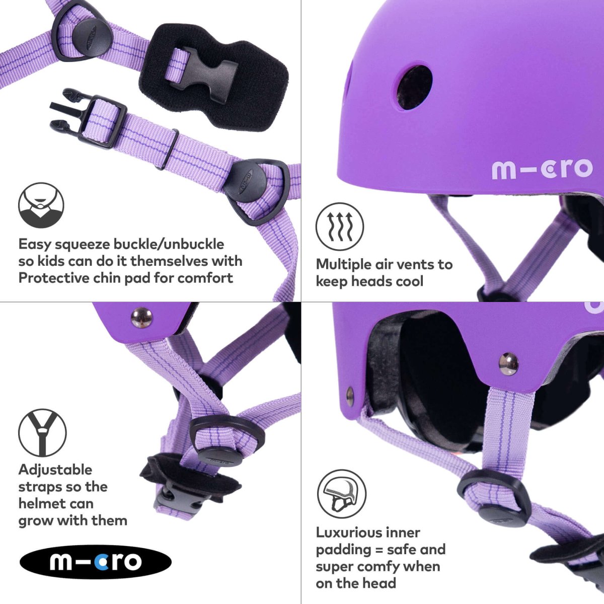 Micro Scooters Micro Plain Deluxe Helmet – Helmets for children, available at Learning Bugs UK