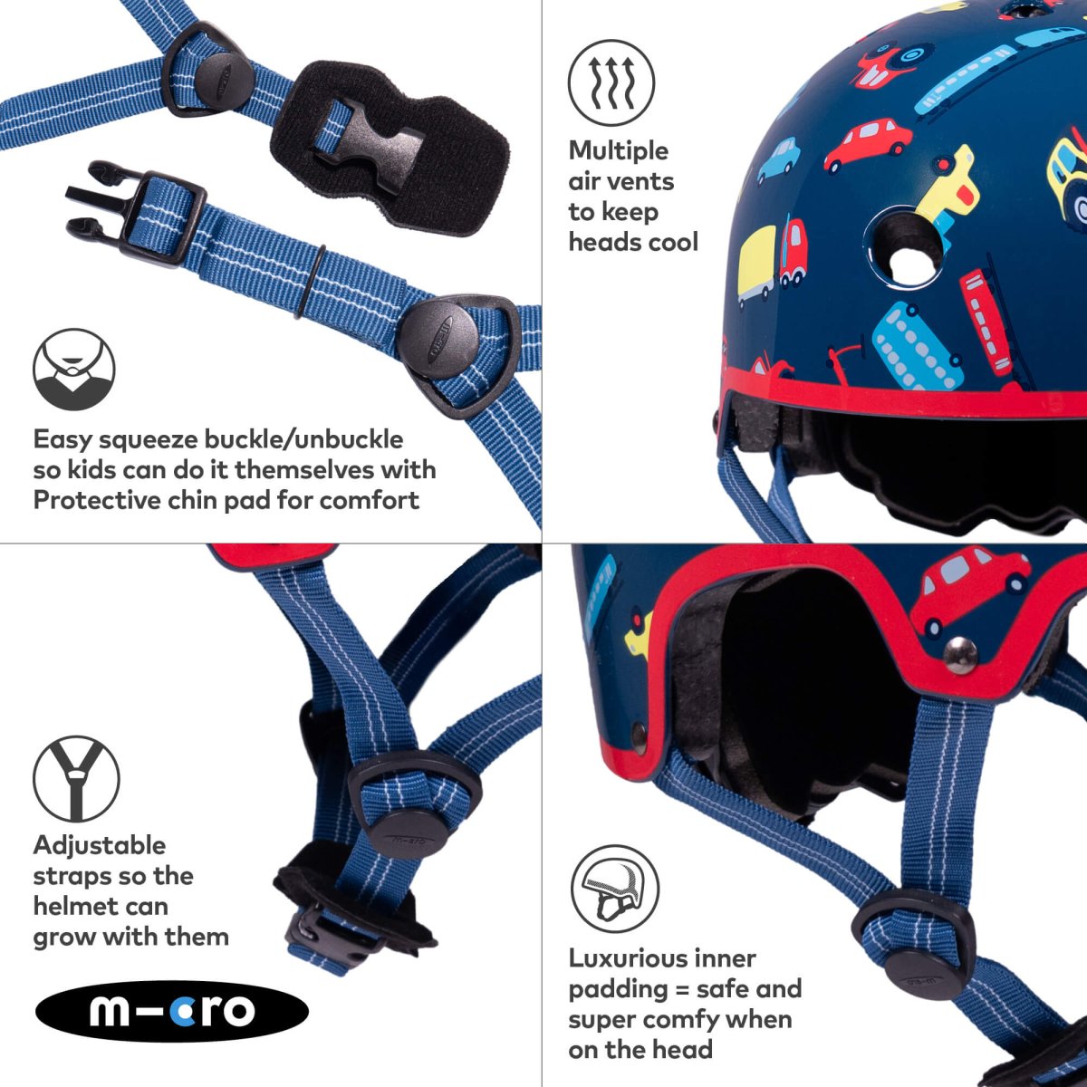 Micro Scooters Micro Printed Deluxe Helmet – Helmets for children, available at Learning Bugs UK