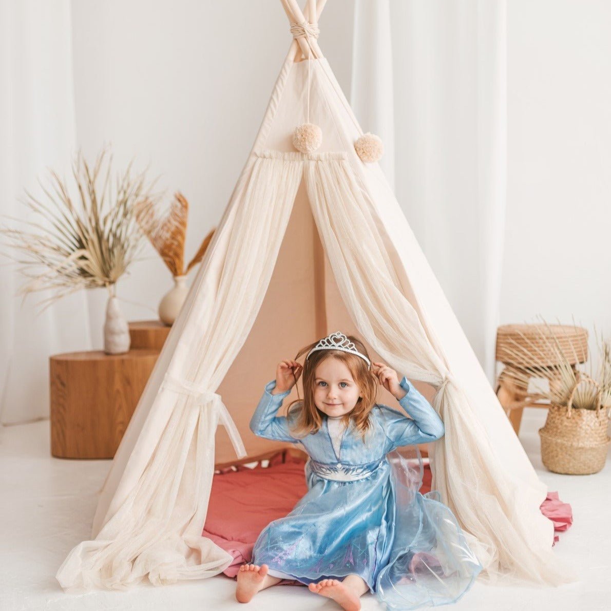 MINICAMP Fairy Kids Play Tent with Tulle in Ecru – Teepees for children, available at Learning Bugs UK