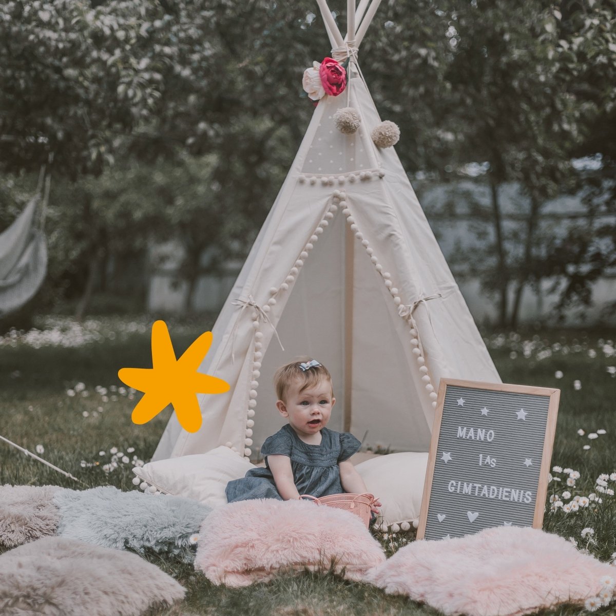 MINICAMP Original Play Tent with Pompoms – Teepees for children, available at Learning Bugs UK