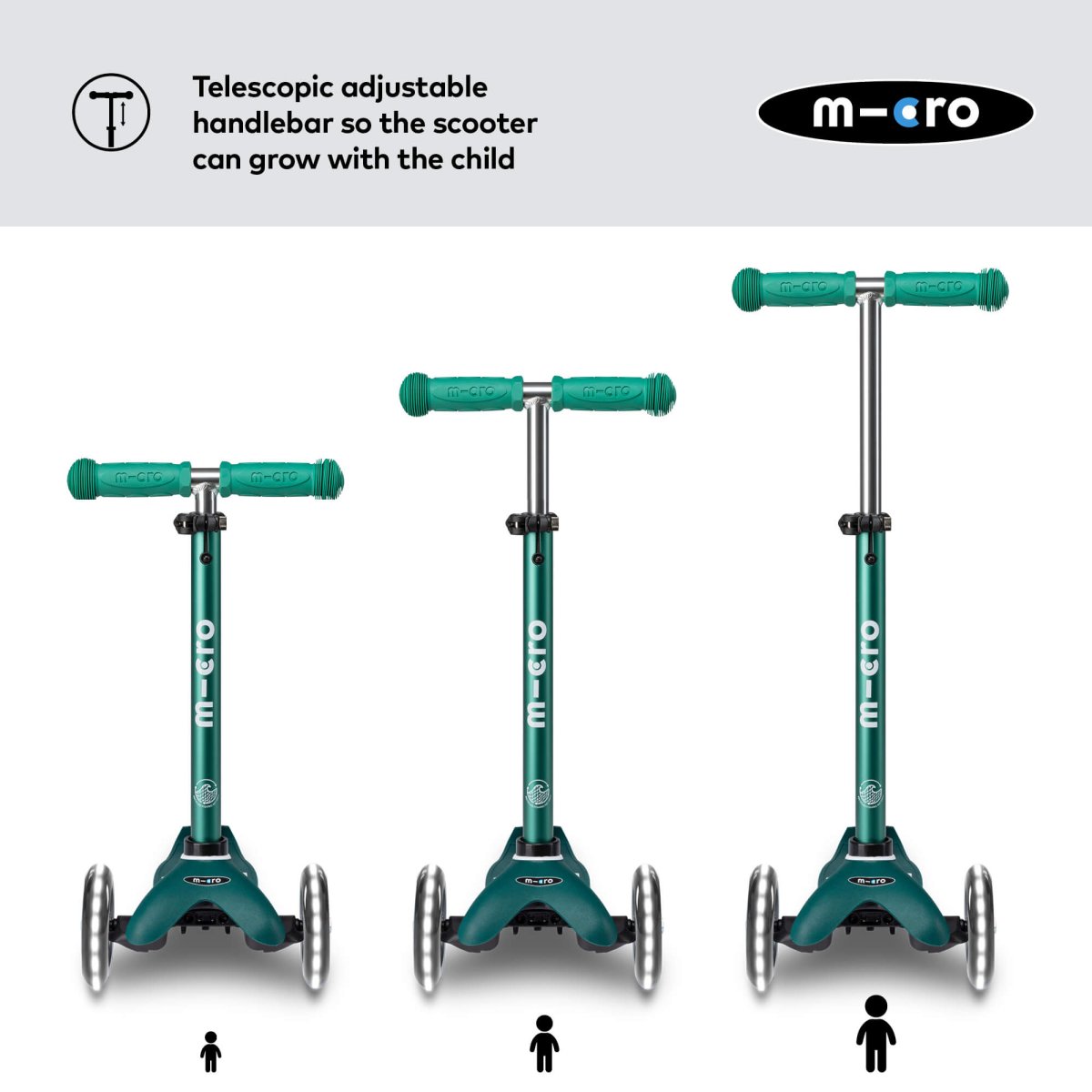 Mini Micro Scooter Deluxe ECO LED - Green – for children, available at Learning Bugs UK