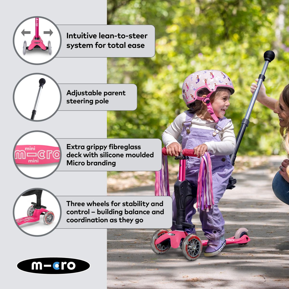 Micro Scooters Mini Micro 3-in-1 Deluxe Plus Scooter – Scooters for children, available at Learning Bugs UK