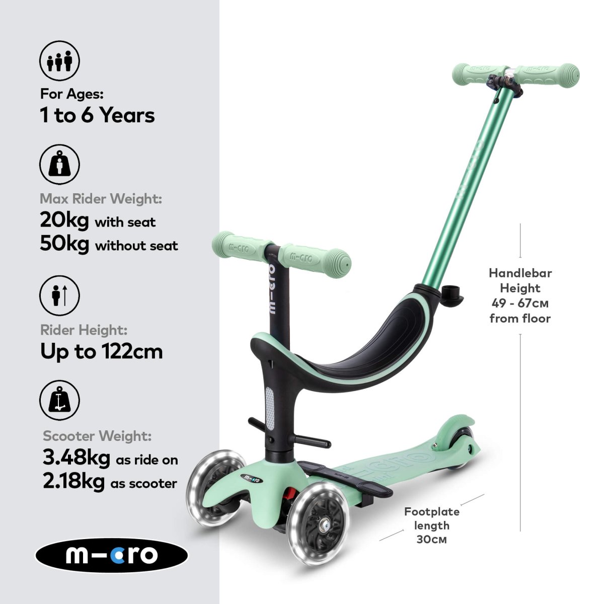 Micro Scooters Mini Micro 4-in-1 Mini 2 Grow Scooter – Scooters for children, available at Learning Bugs UK