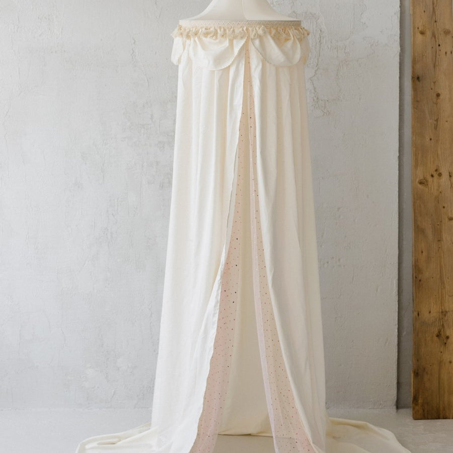 MINICAMP Kids Bed Canopy with Tulle & Tassels in Cream – Teepees for children, available at Learning Bugs UK