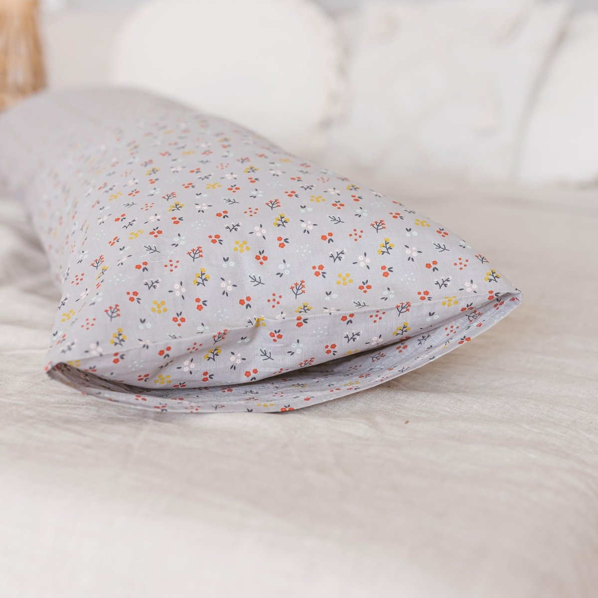 MINICAMP Full Body Maternity Pillow with Organic Floral Print Cover – Lumbar Pillows for children, available at Learning Bugs UK