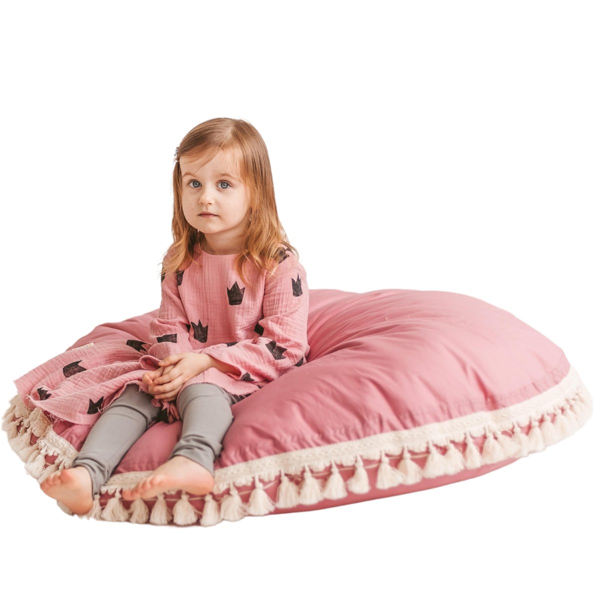 MINICAMP Large Floor Cushion with Tassels in Rose – Floor Pillows for children, available at Learning Bugs UK