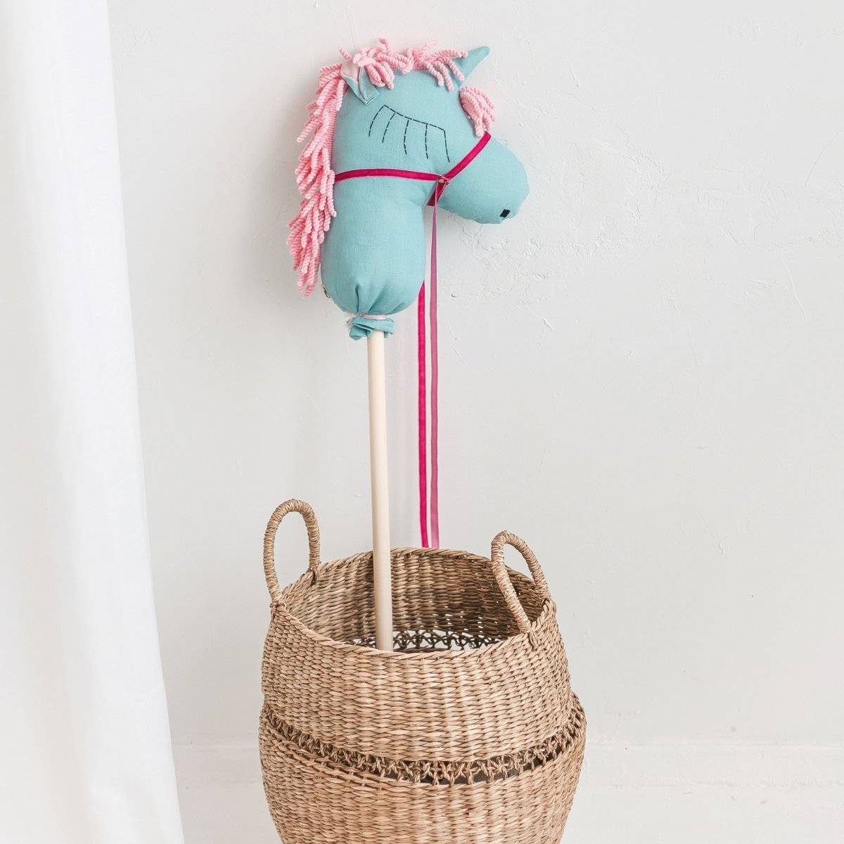 MINICAMP Unicorn Hobby Horse Stick Toy in Turquoise – for children, available at Learning Bugs UK
