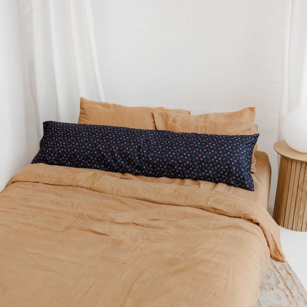 MINICAMP Long Maternity & Lumbar Support Pillow with Organic Cover in Navy Blue – Lumbar Pillows for children, available at Learning Bugs UK