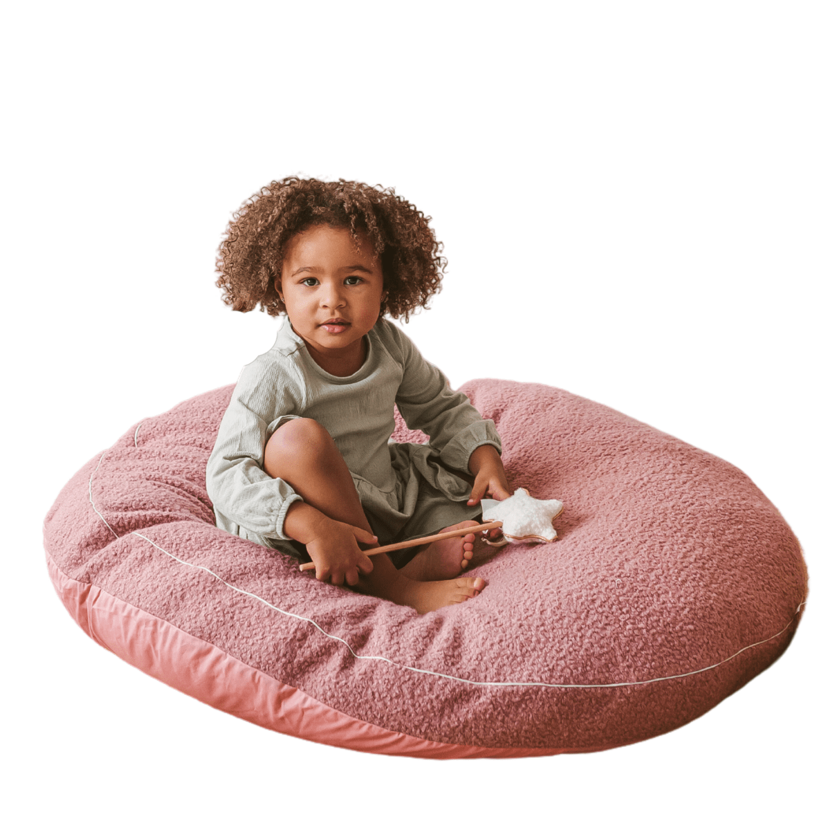 MINICAMP Boucle Fabric Kids Floor Cushion in Rose – Floor Pillows for children, available at Learning Bugs UK