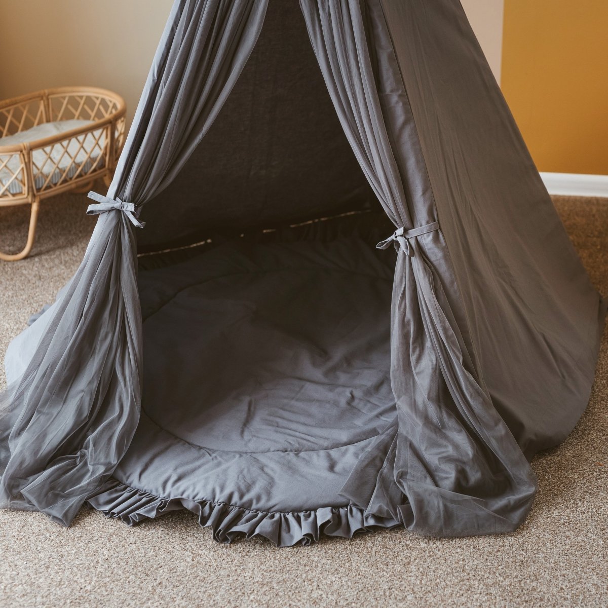 MINICAMP Kids Playmat with Ruffled Border in Grey – Playmats for children, available at Learning Bugs UK