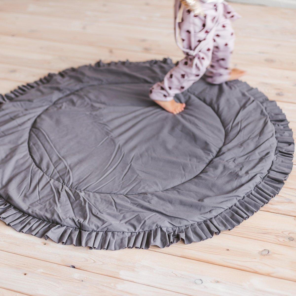 MINICAMP Kids Playmat with Ruffled Border in Grey – Playmats for children, available at Learning Bugs UK