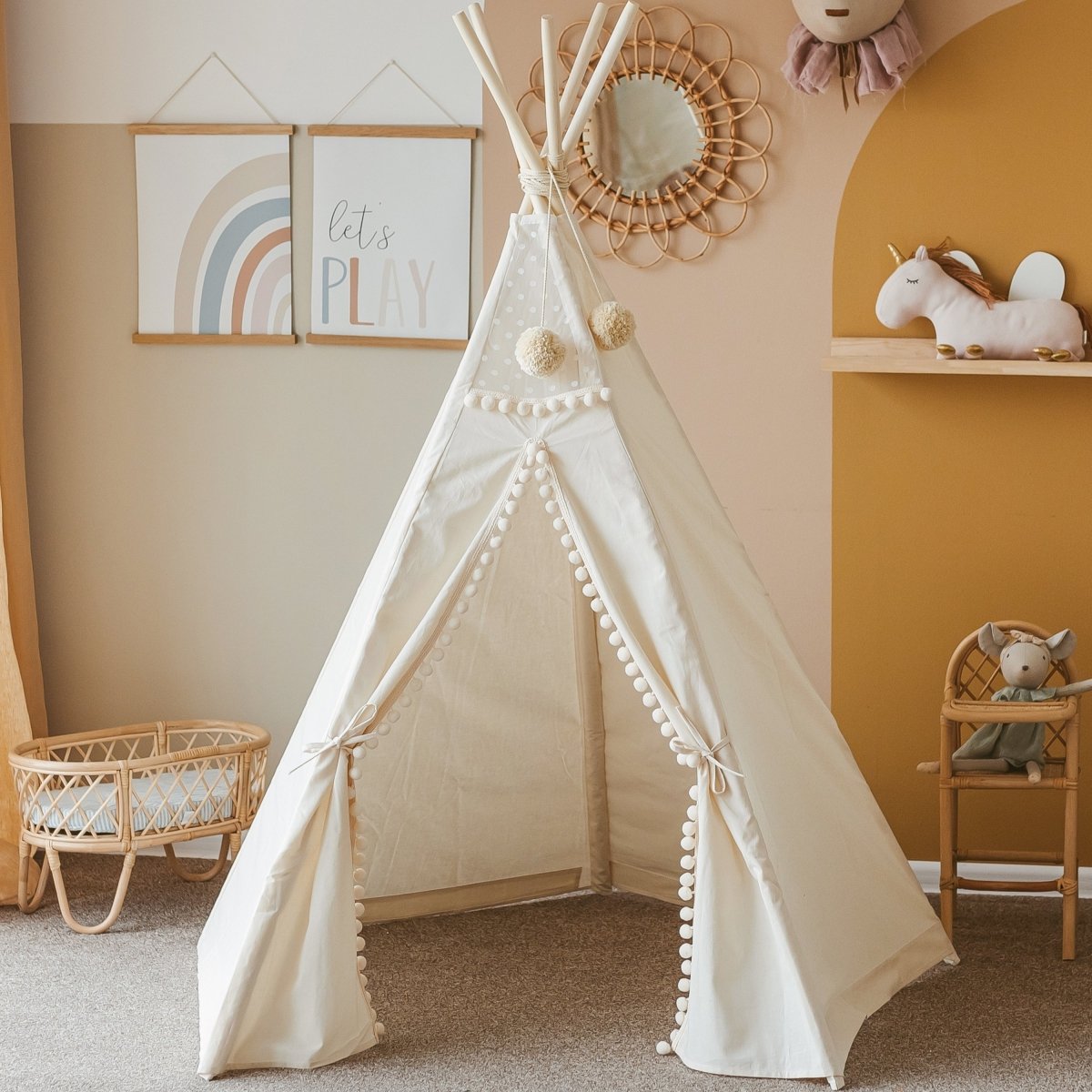 MINICAMP Original Play Tent with Pompoms – Teepees for children, available at Learning Bugs UK