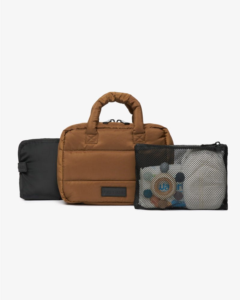 T+M Puffy Changing Grab Bag Coffee – Compact Changing Bag for children, available at Learning Bugs UK