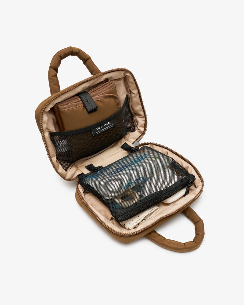 T+M Puffy Changing Grab Bag Coffee – Compact Changing Bag for children, available at Learning Bugs UK