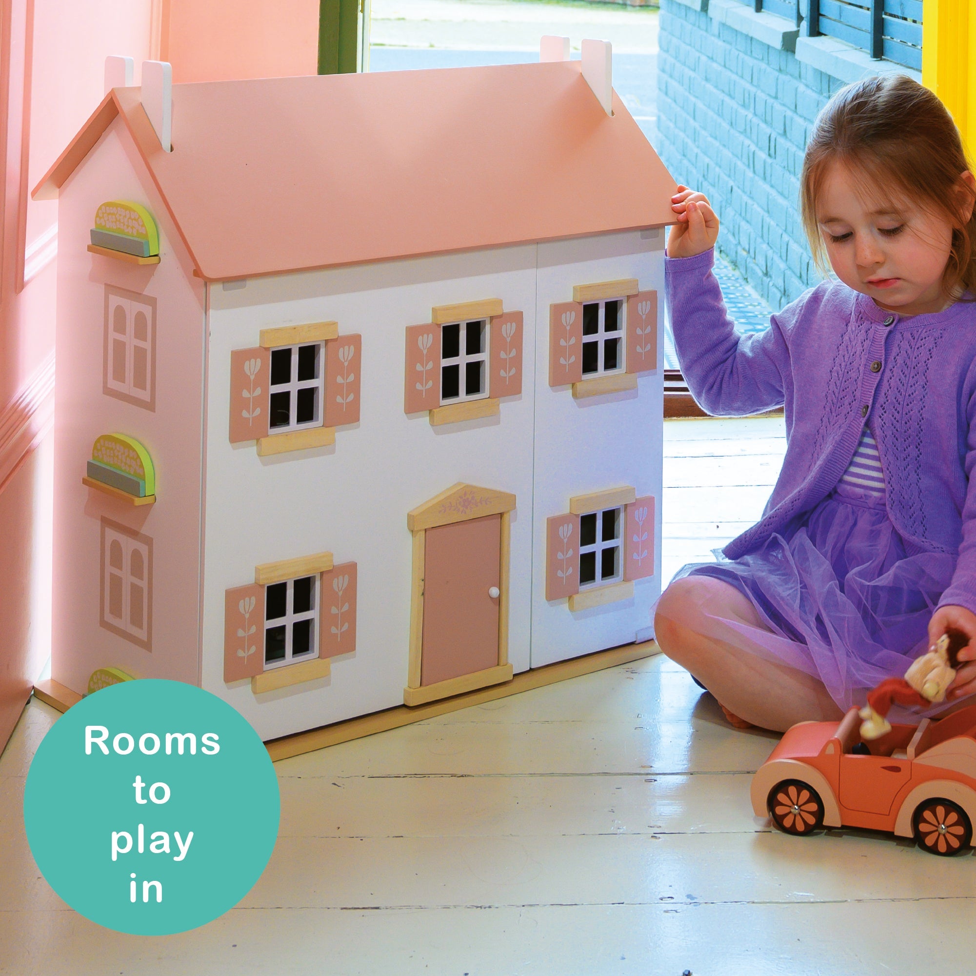 Buy Clover Dolls House | Wooden dolls house for kids by Learning Bugs UK