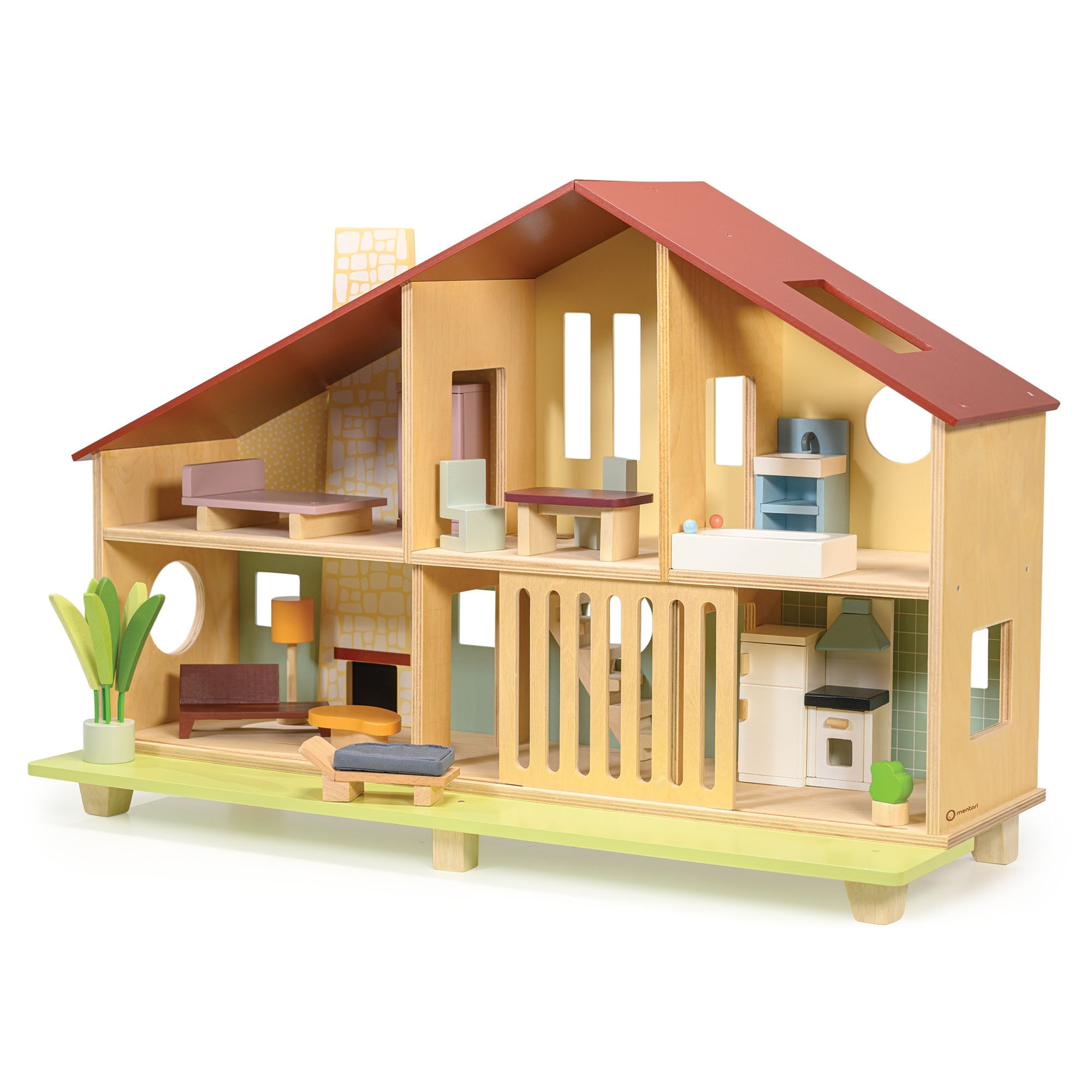 Buy Cedar Chalet (furniture included) | Wooden dolls house for kids by Learning Bugs UK