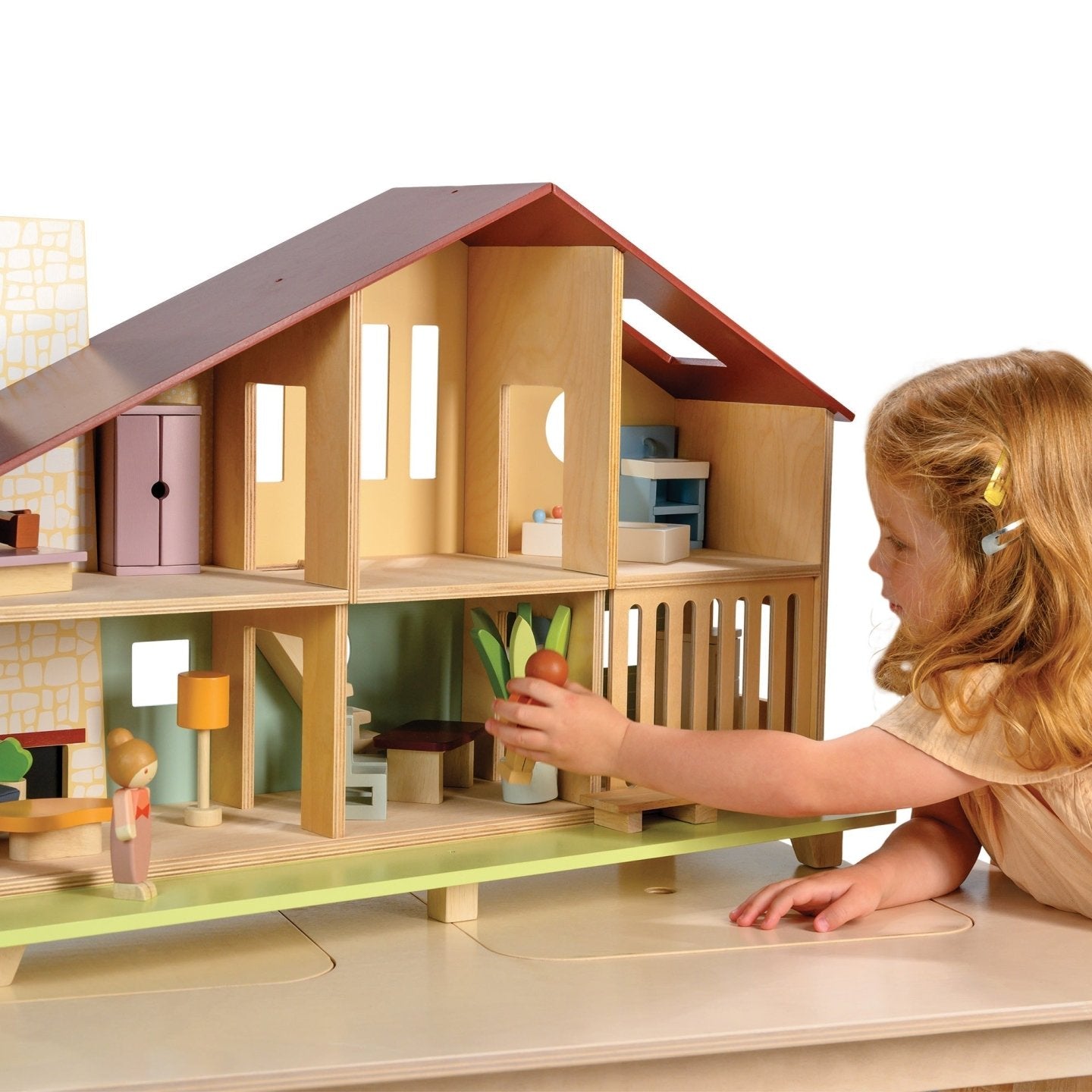 Buy Cedar Chalet (furniture included) | Wooden dolls house for kids by Learning Bugs UK