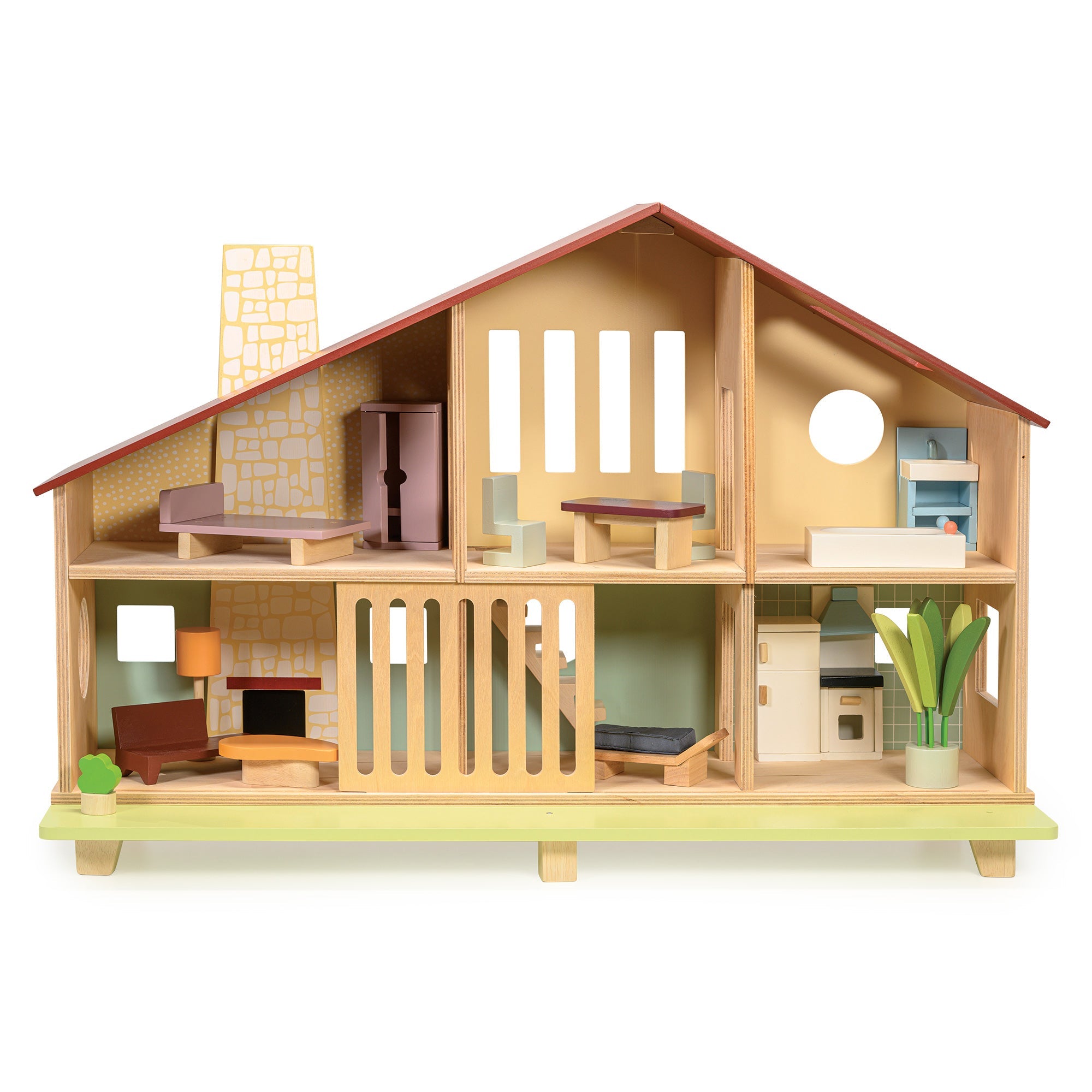Buy Cedar Chalet (furniture included) | Wooden dolls house for kids by Learning Bugs UK