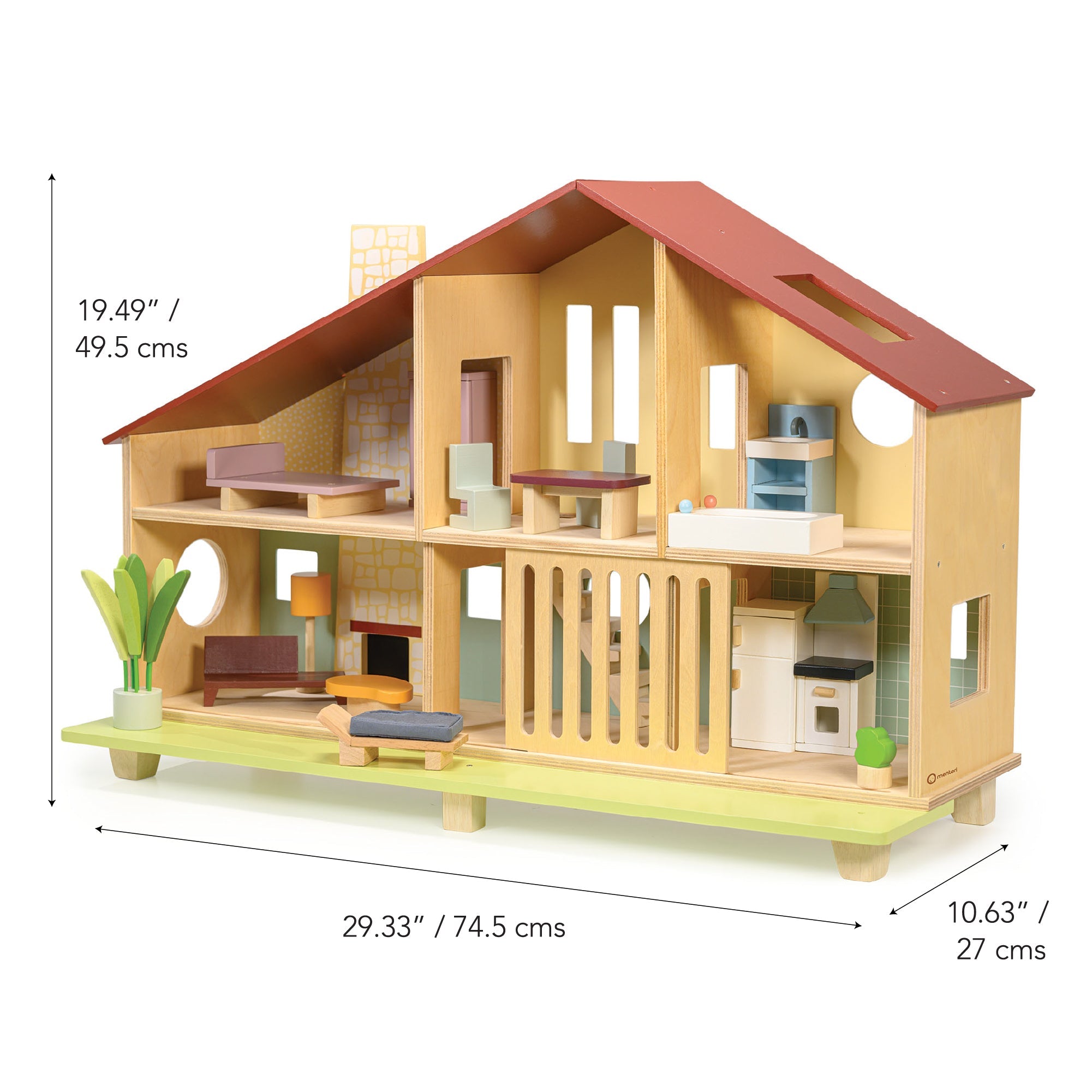 Buy Cedar Chalet (furniture included) | Wooden dolls house for kids by Learning Bugs UK