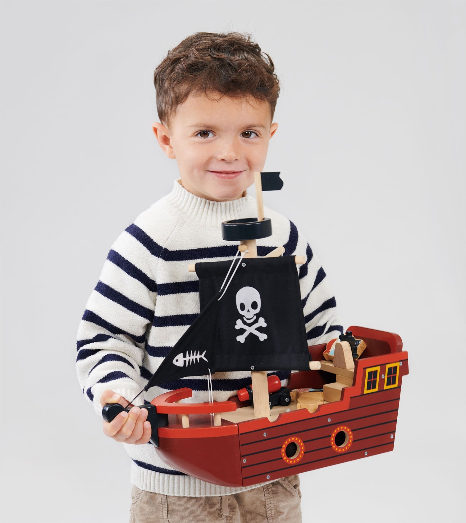 Buy Fishbones Pirate Ship | Wooden boat for kids by Learning Bugs UK