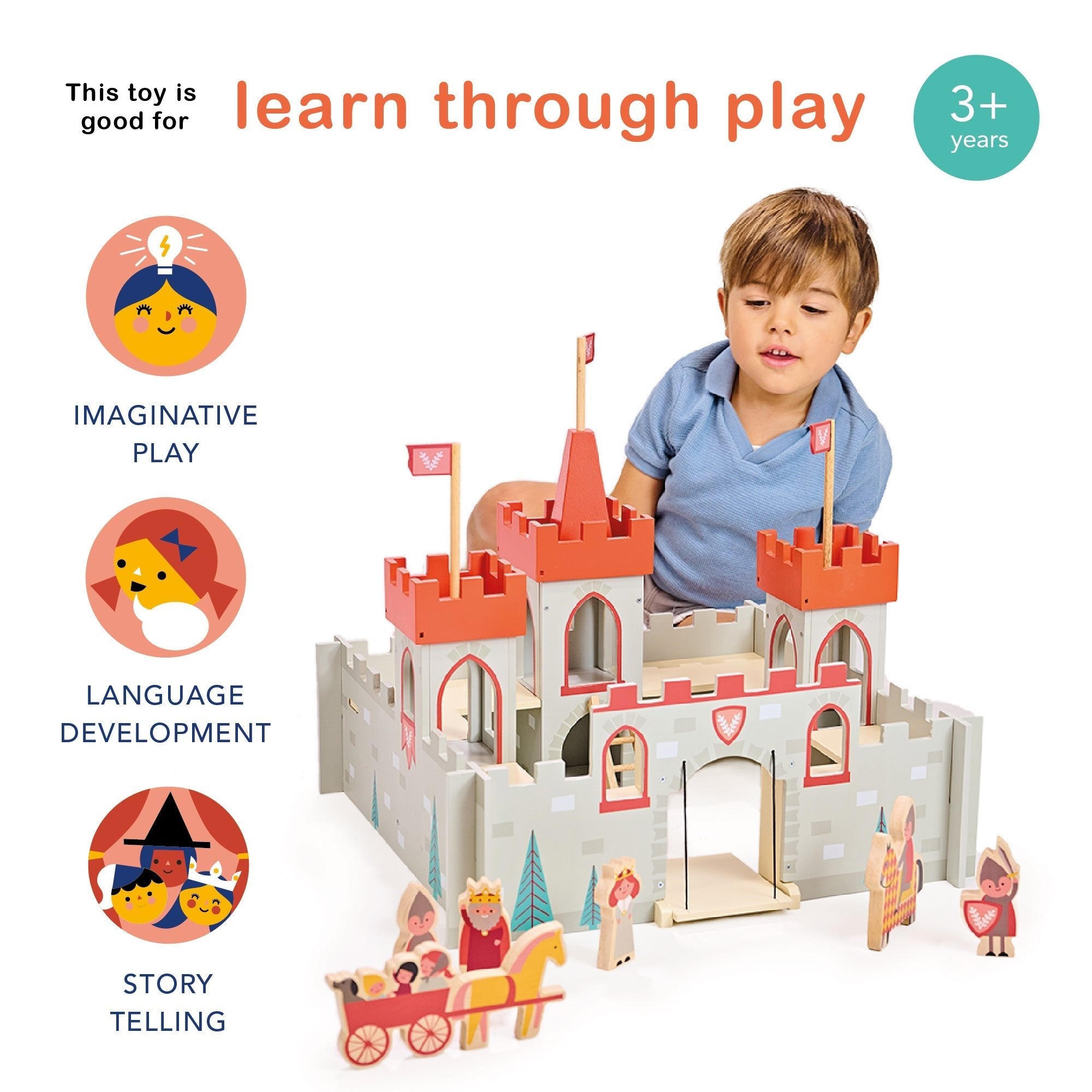 Buy King's Castle | Wooden castle for kids by Learning Bugs UK