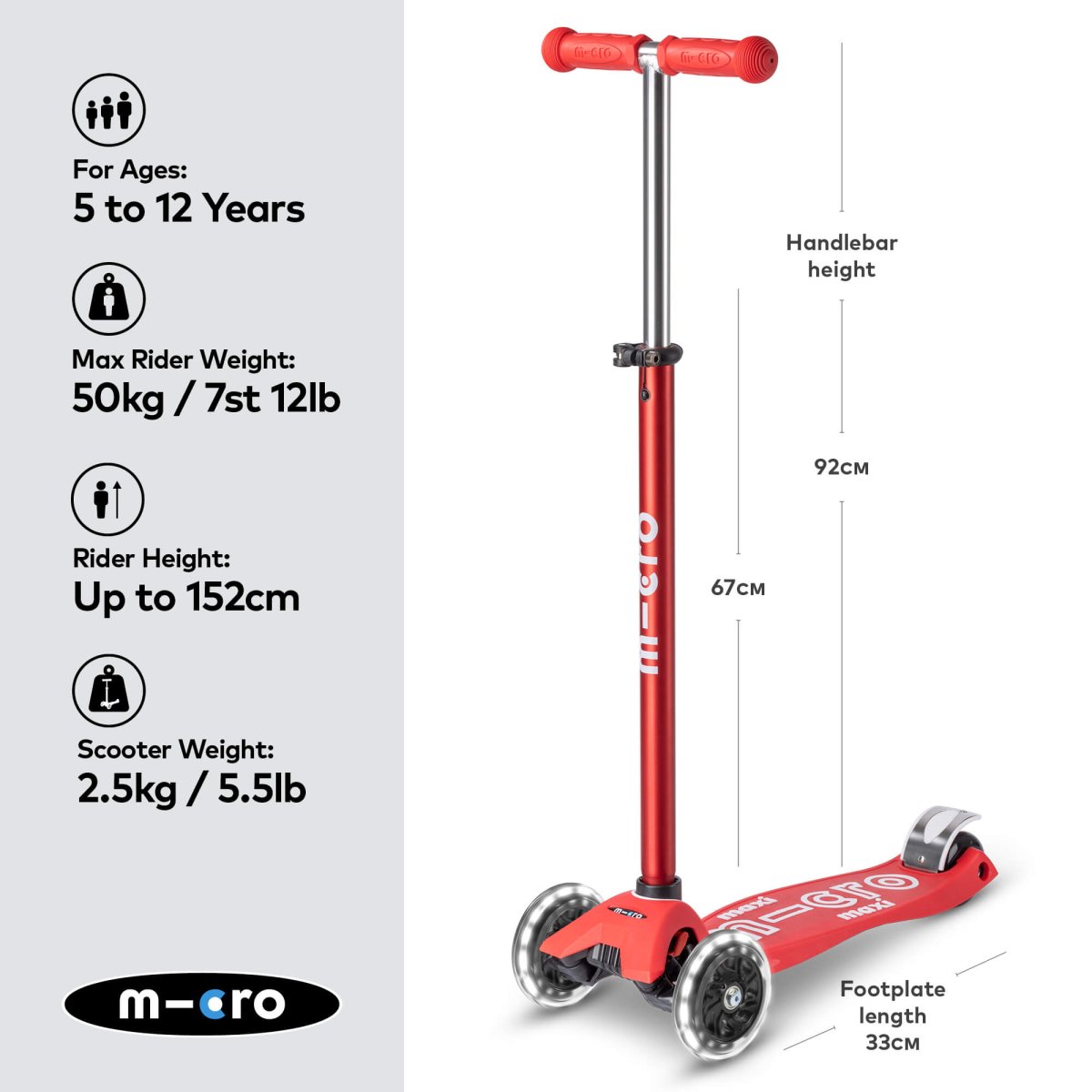 Micro Scooters Maxi Micro Scooter Deluxe LED – Scooters for children, available at Learning Bugs UK