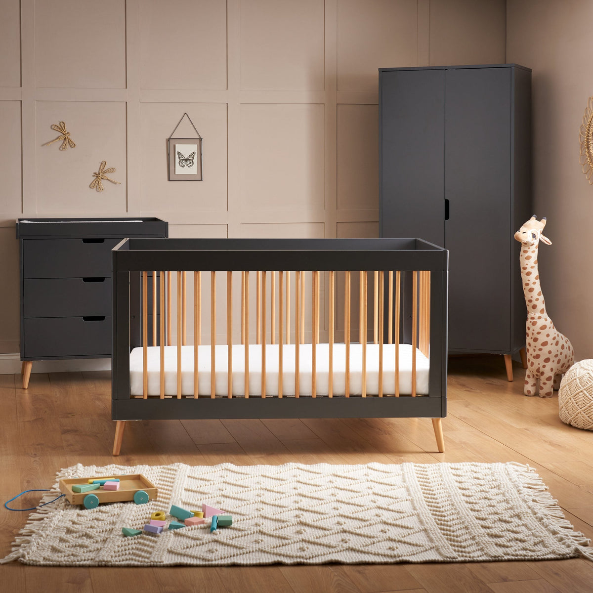Obaby Maya 3 Piece Room Set - Slate With Natural