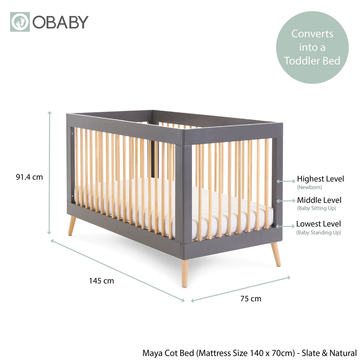Obaby Maya 2 Piece Room Set - Slate With Natural