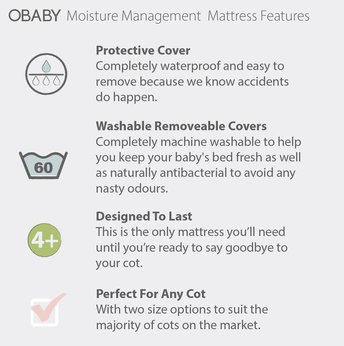 Obaby Moisture Management Dual Core Mattress - 140 x 70cm