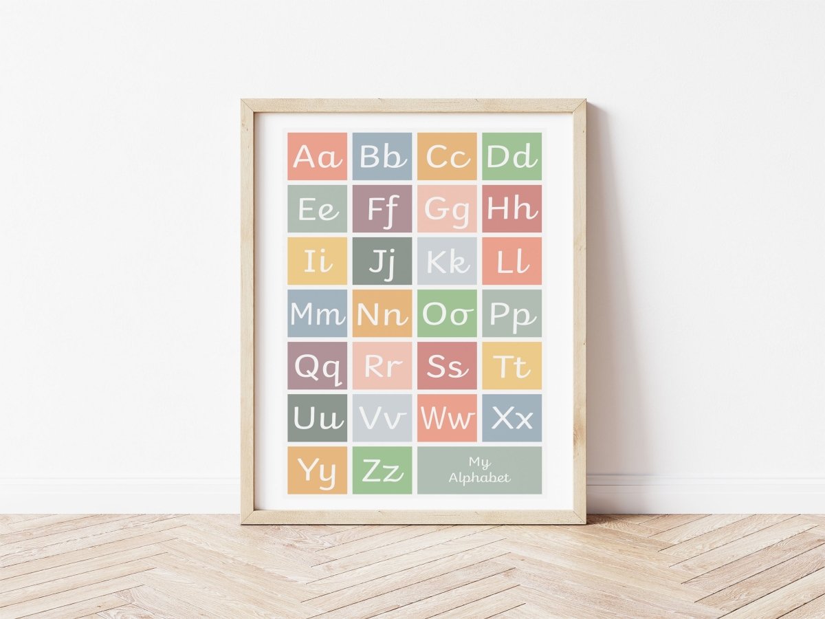 Handwriting Alphabet Print - muted (no lead-in lines) – Best Sellers for children, available at Learning Bugs UK