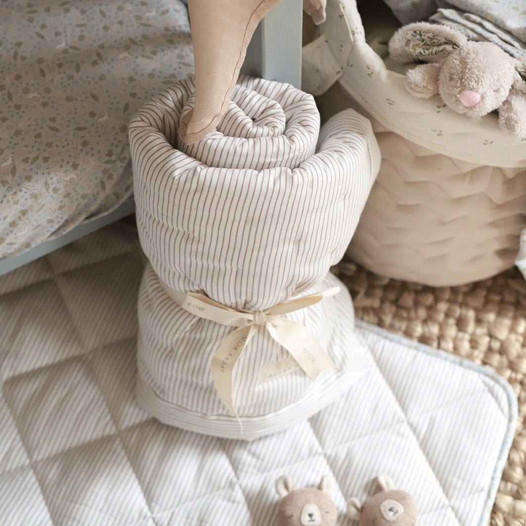 Quilted Bedspread - Natural Stripe – Bedding for children, available at Learning Bugs UK