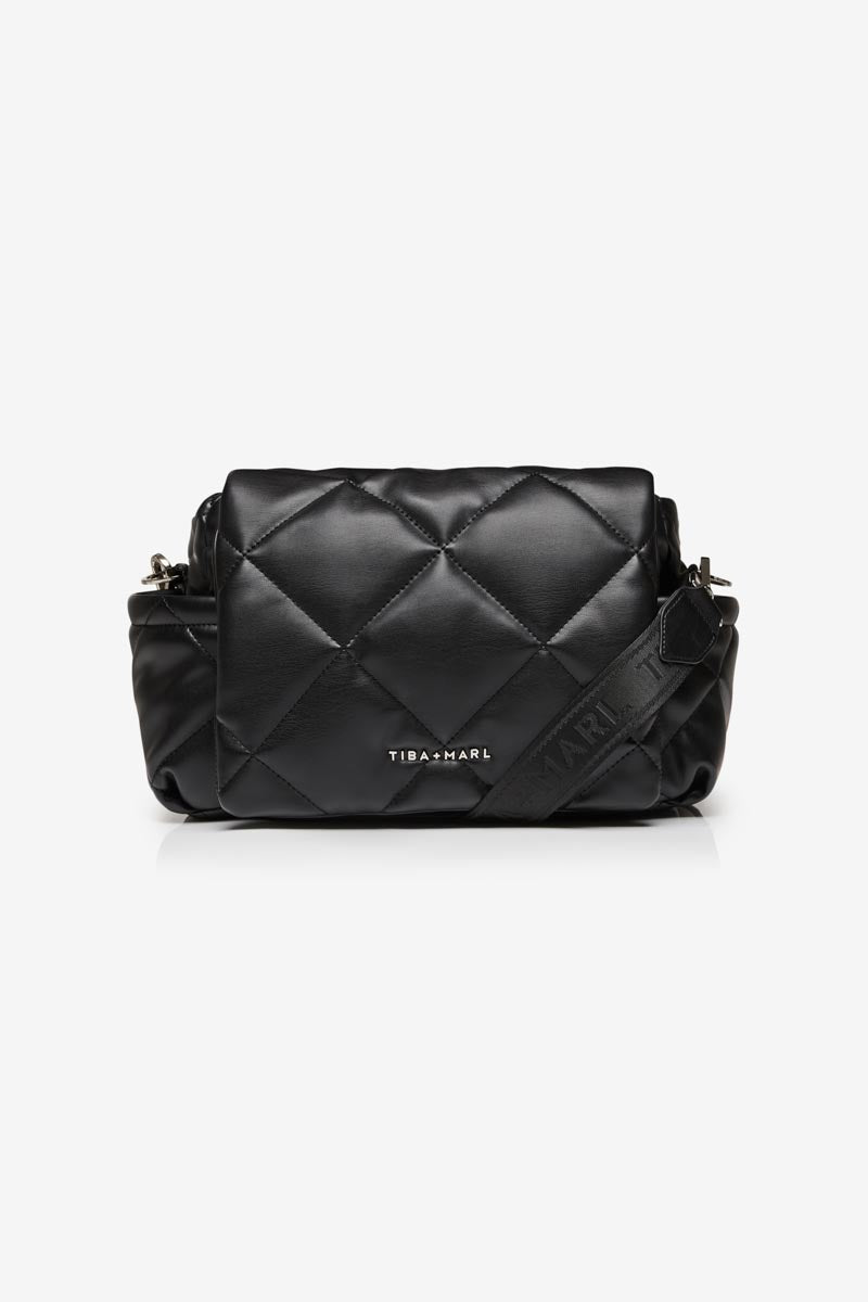 Buy Nova Eco Compact Changing Bag Black Quilted Faux Leather | Compact Changing Bag for kids by Learning Bugs UK
