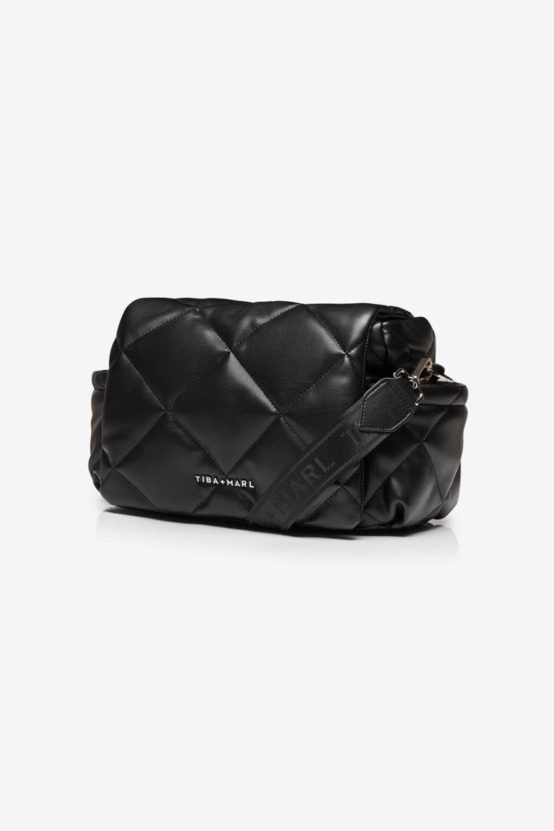 Buy Nova Eco Compact Changing Bag Black Quilted Faux Leather | Compact Changing Bag for kids by Learning Bugs UK