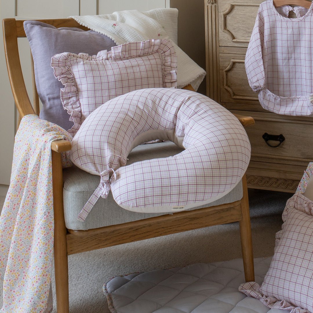 Buy Nursing Pillow - Pink Check | Parent Accessories for kids by Learning Bugs UK