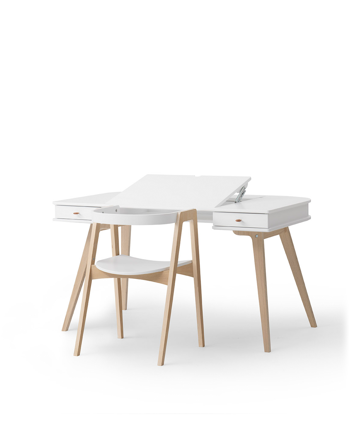 Oliver Furniture Wood Desk & Armchair Set - White/Oak – Kids Desk And Chair Set for children, available at Learning Bugs UK