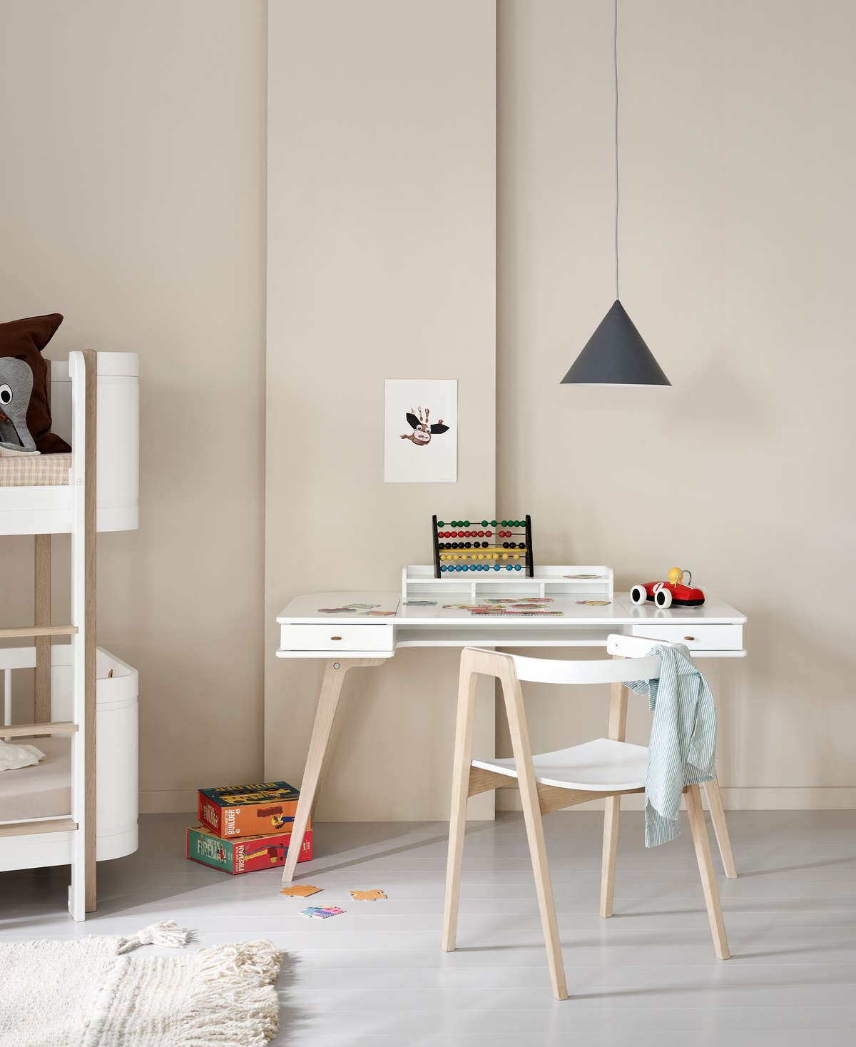 Oliver Furniture Wood Desk & Armchair Set - White/Oak – Kids Desk And Chair Set for children, available at Learning Bugs UK