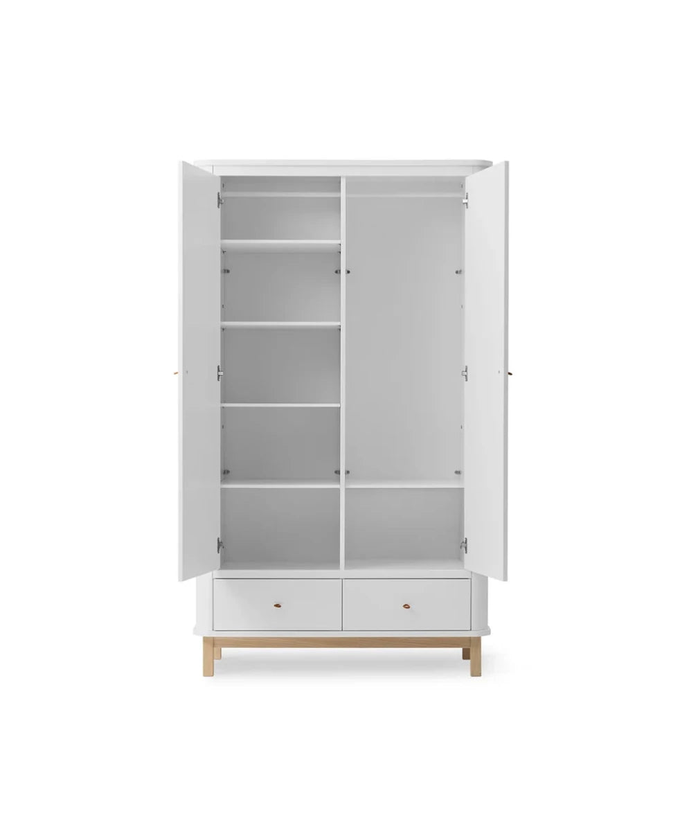 Oliver Furniture Wood Wardrobe 2 Doors - White/Oak – Wardrobes for children, available at Learning Bugs UK