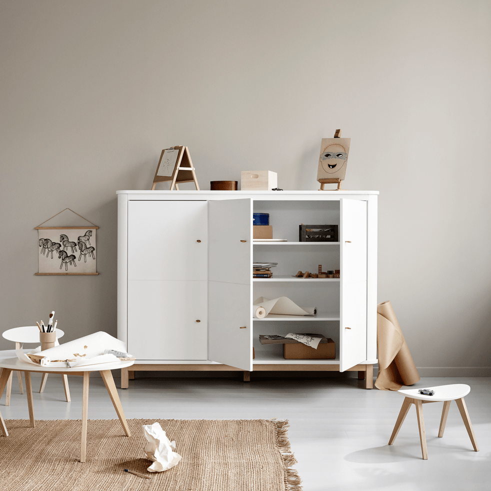 Oliver Furniture Wood Multi Cupboard 3 Doors - White/Oak, view 2