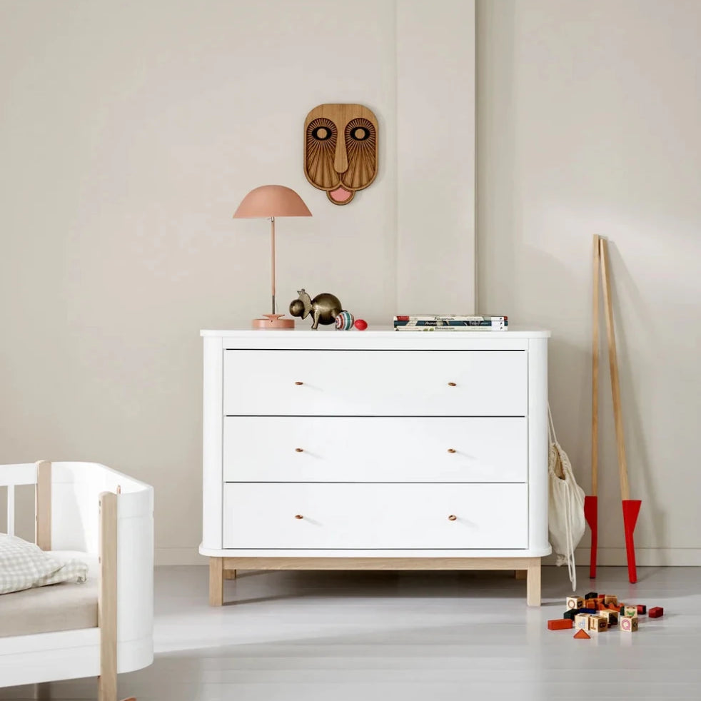 Oliver Furniture Wood Dresser 3 Drawers - White/Oak – Chest of Drawers for children, available at Learning Bugs UK