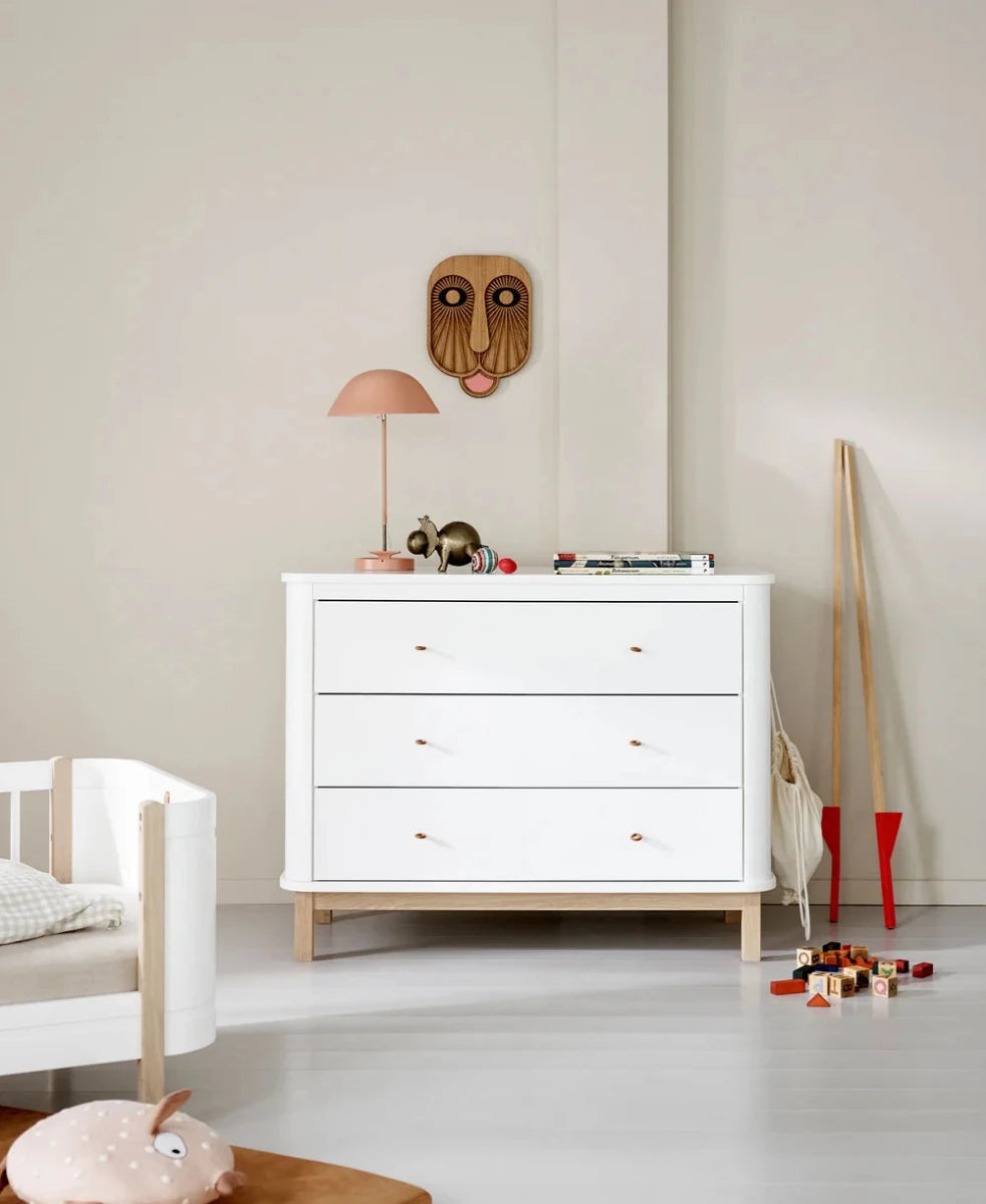 Oliver Furniture Wood Dresser 3 Drawers - White/Oak – Chest of Drawers for children, available at Learning Bugs UK