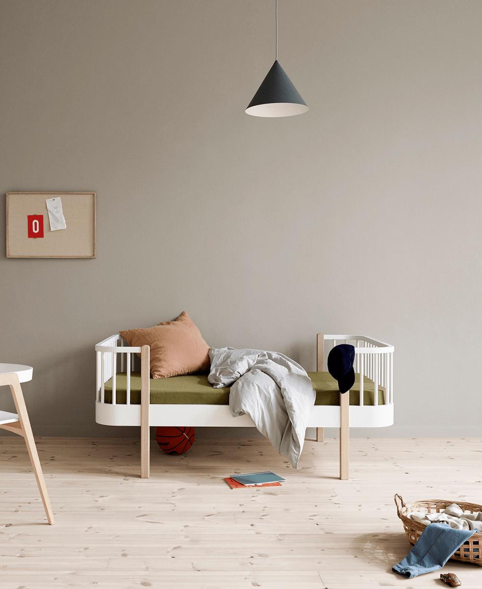 Wood Original Junior Bed - White/Oak – Single Beds for children, available at Learning Bugs UK