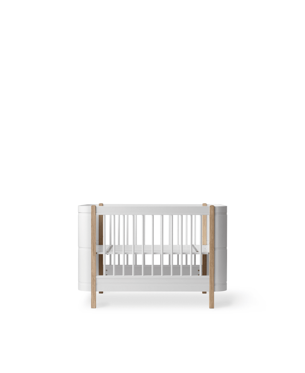 Mini+ Cot Bed - White/Oak – Cot Beds for children, available at Learning Bugs UK