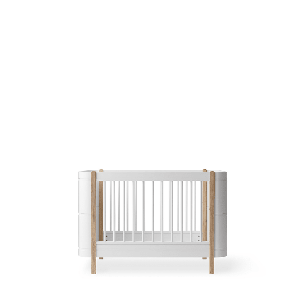 Mini+ Cot Bed - White/Oak – Cot Beds for children, available at Learning Bugs UK