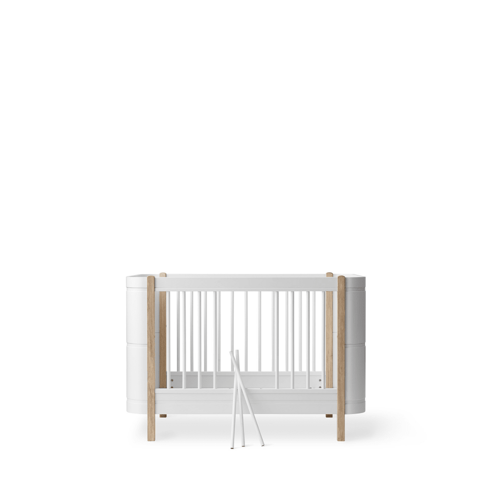 Mini+ Cot Bed - White/Oak – Cot Beds for children, available at Learning Bugs UK