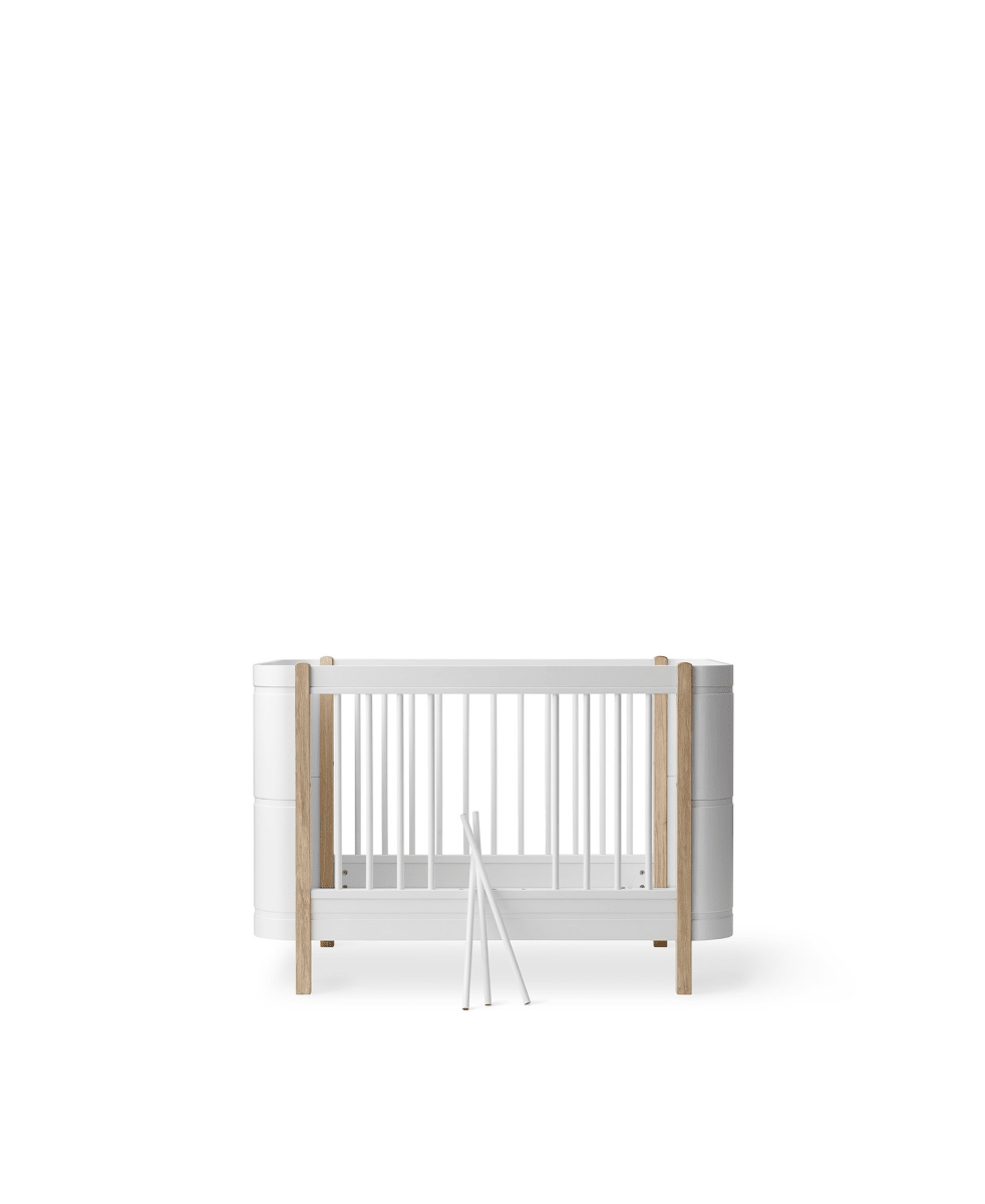 Mini+ Cot Bed - White/Oak – Cot Beds for children, available at Learning Bugs UK