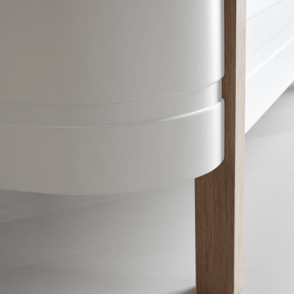 Mini+ Cot Bed - White/Oak – Cot Beds for children, available at Learning Bugs UK