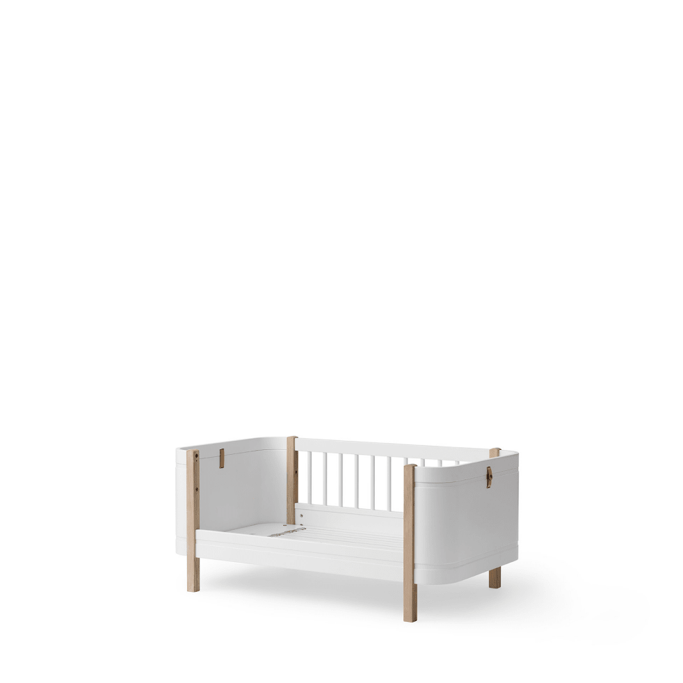Mini+ Cot Bed Incl. Junior Kit - White/Oak (0-9 Years) – Cot Beds for children, available at Learning Bugs UK