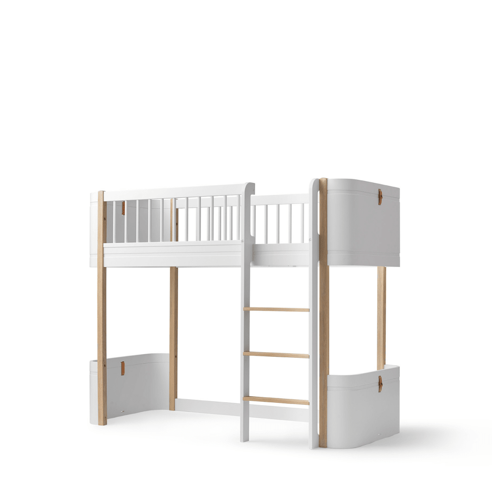 Mini+ Low Loft Bed - White/Oak – Loft Beds for children, available at Learning Bugs UK